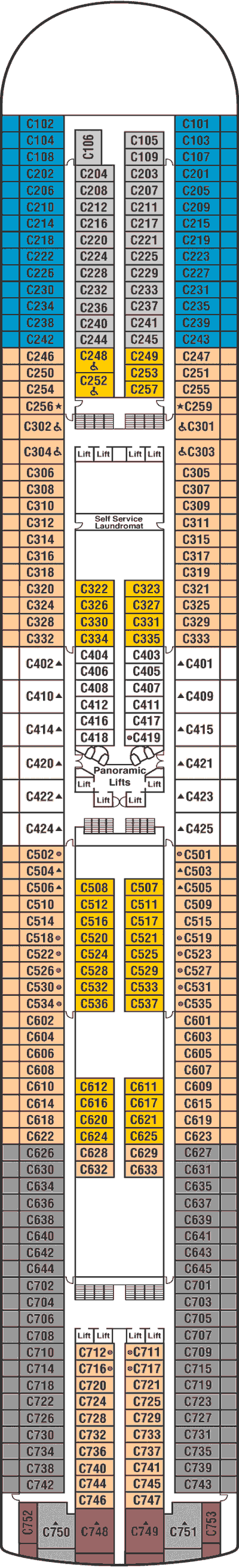 Deckplan Deck 10 Caribe – Grand Princess