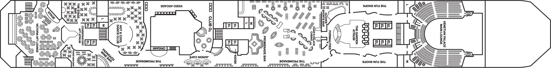 Deckplan Promenade Deck – Carnival Liberty