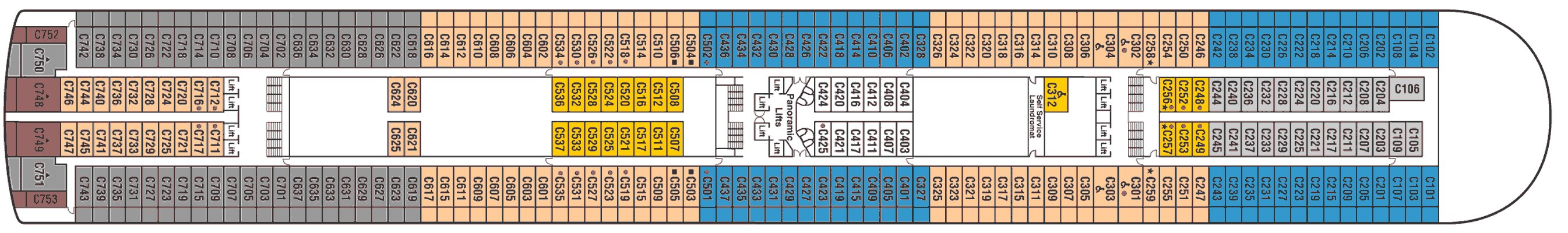 Deckplan Deck 10 - Caribe – Crown Princess