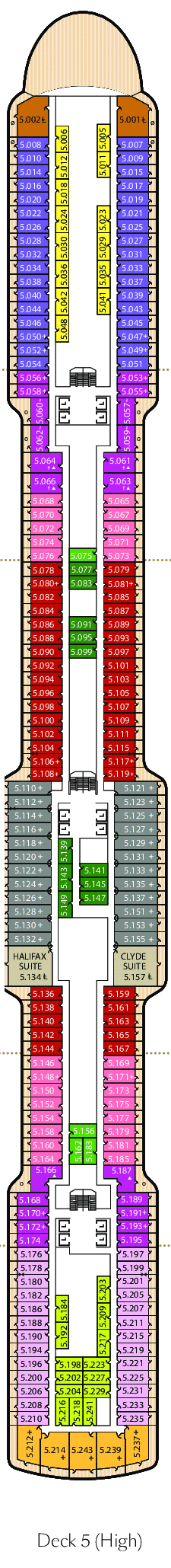Deckplan Deck 5 – Queen Anne