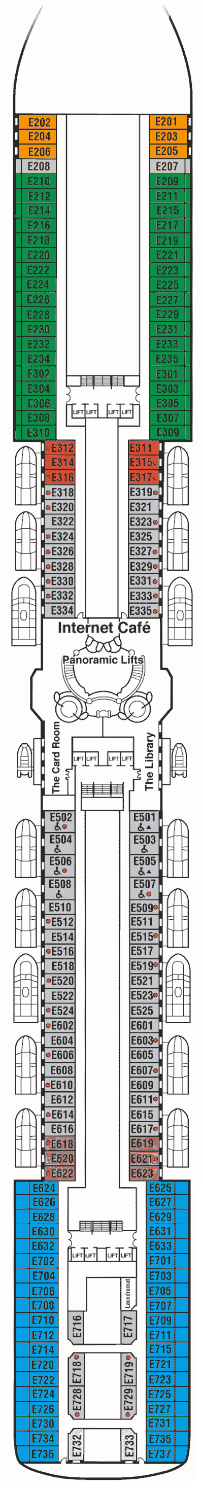 Deckplan Deck 8 - Emerald – Coral Princess