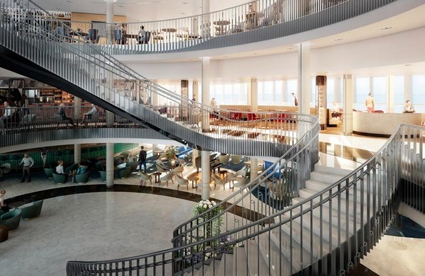 Die Einrichtung des Atriums ist sehr modern und schlicht