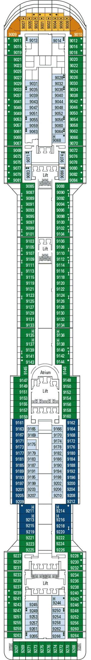 Deckplan Deck 9 Minerva – MSC Divina