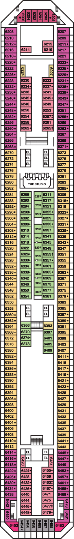 Deckplan Upper Deck – Carnival Conquest