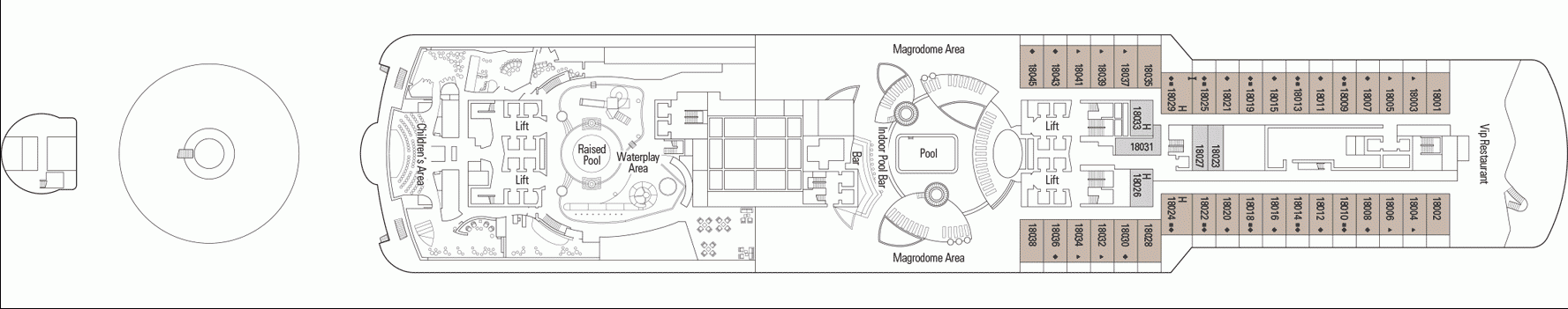 Deckplan Deck 18 - Playa Paraiso – MSC Seaside