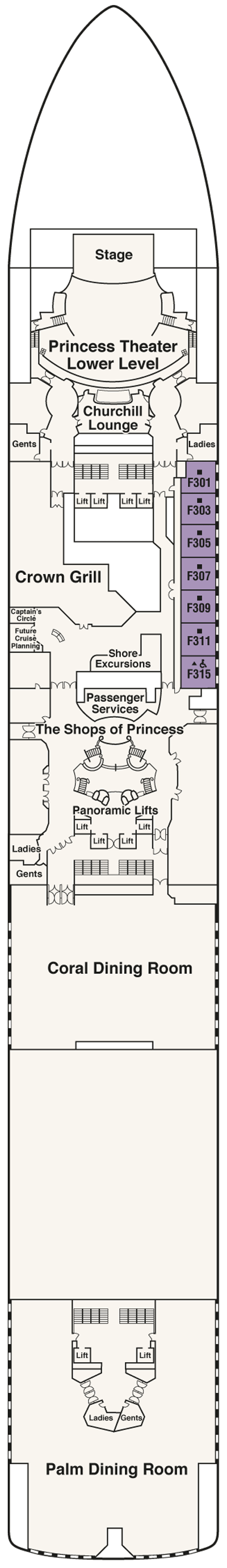 Deckplan Deck 6 - Fiesta – Caribbean Princess