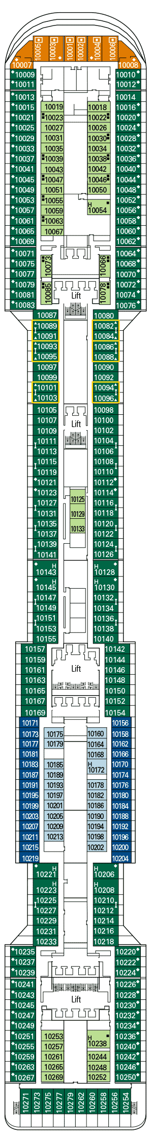 Deckplan Deck 10 - Tormalina – MSC Preziosa