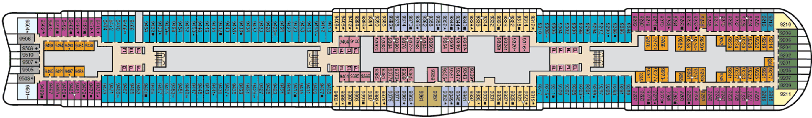 Deckplan Deck 9 – Mardi Gras