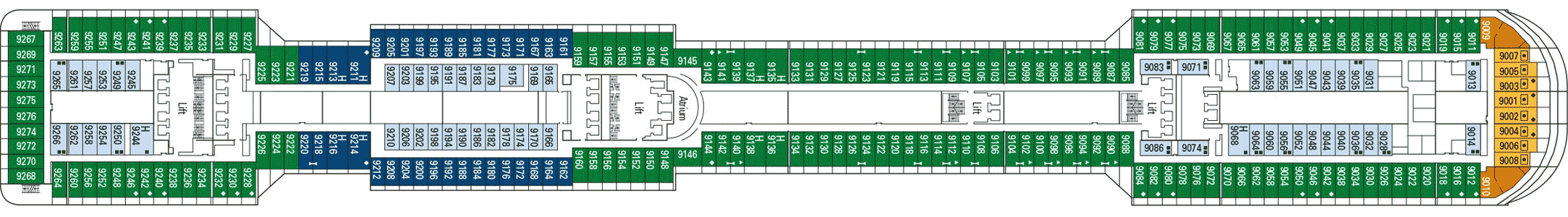 Deckplan Deck 9 Minerva – MSC Divina