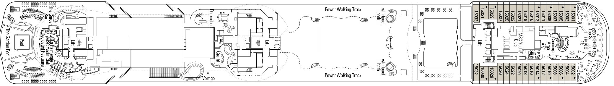 Deckplan Deck 15 - Cristallo – MSC Preziosa