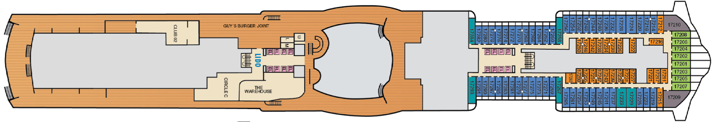 Deckplan Deck 17 – Mardi Gras