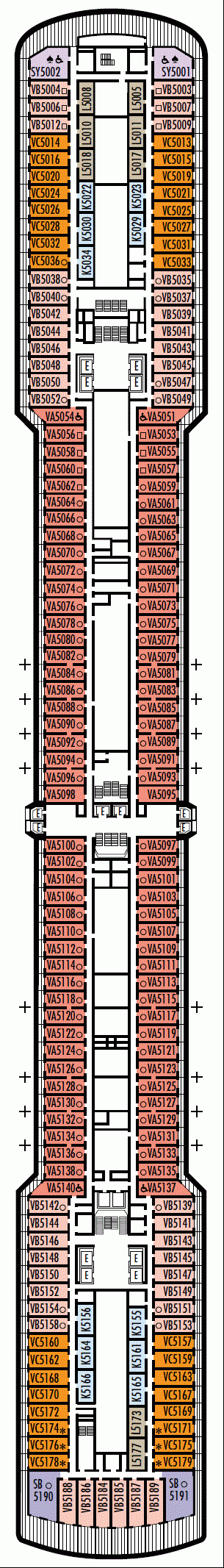 Deckplan Deck 5 - Verandah Deck – Westerdam