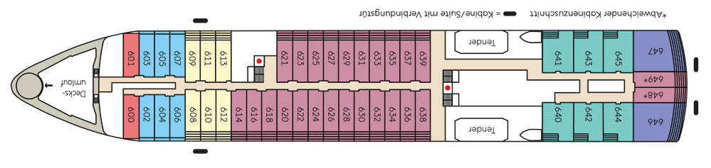 Deckplan Deck 6 – HANSEATIC inspiration