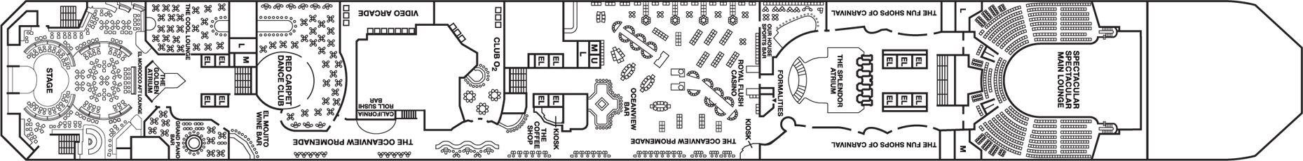 Deckplan Promenade Deck – Carnival Splendor