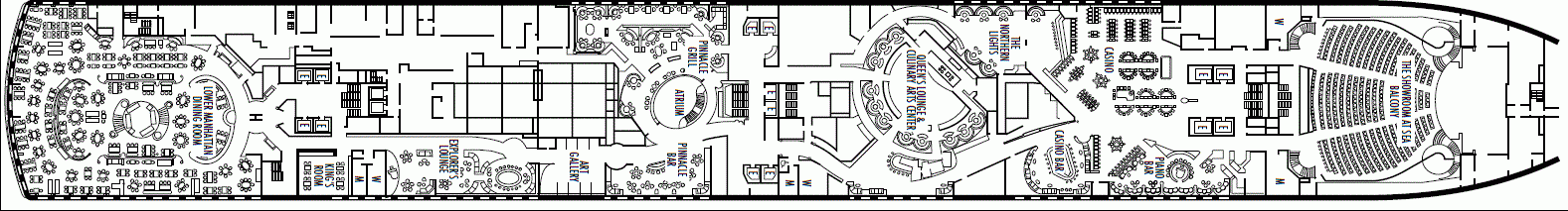 Deckplan Deck 2 - Lower Promenade Deck  – Seven Seas Explorer
