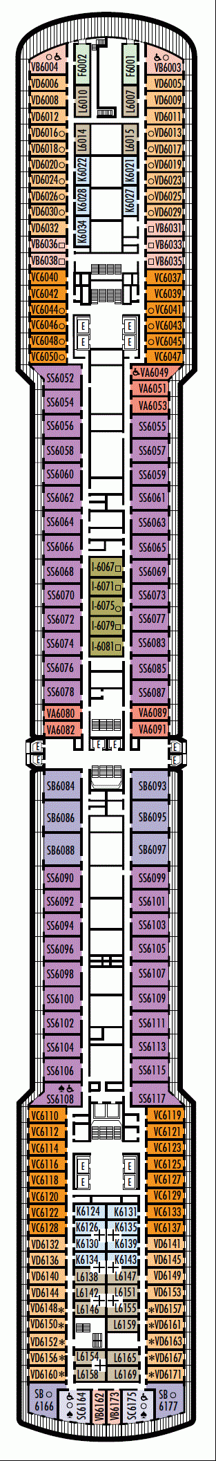 Deckplan Deck 6 - Upper Verandah Deck – Oosterdam