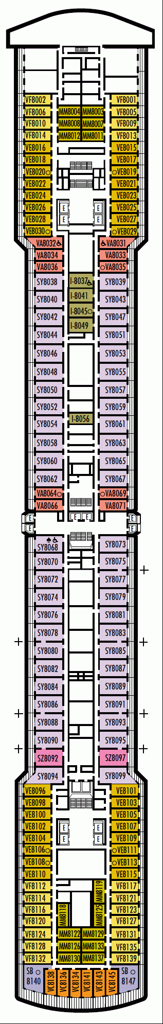 Deckplan Deck 8 - Navigation Deck – Oosterdam