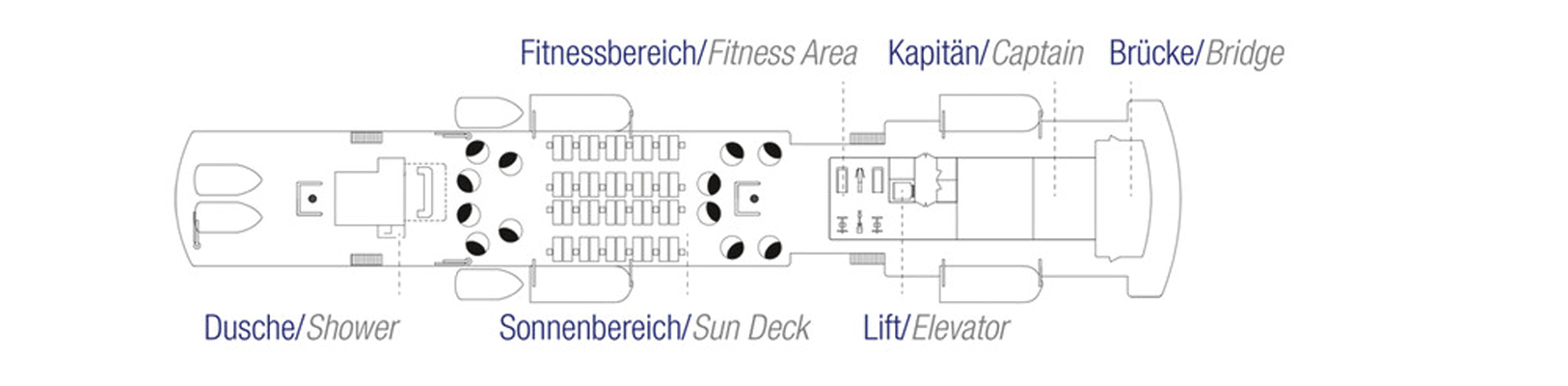 Deckplan Sonnendeck – Sea Cloud Spirit