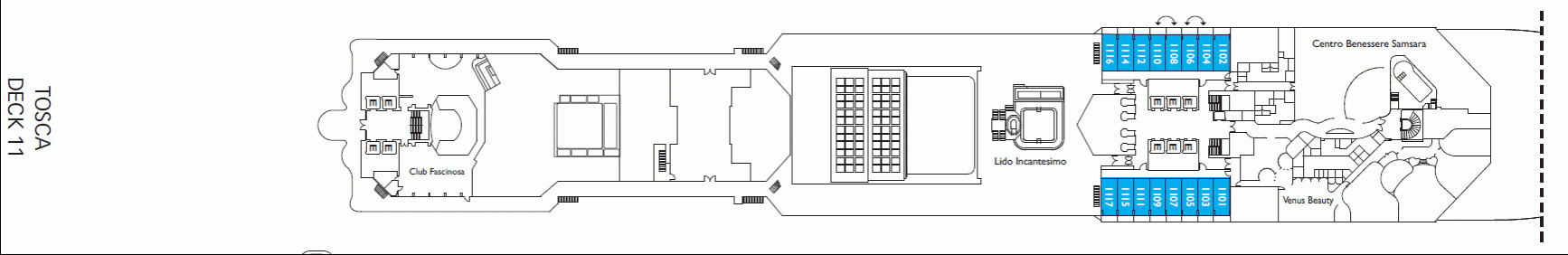 Deckplan Tosca Deck – Costa Fascinosa