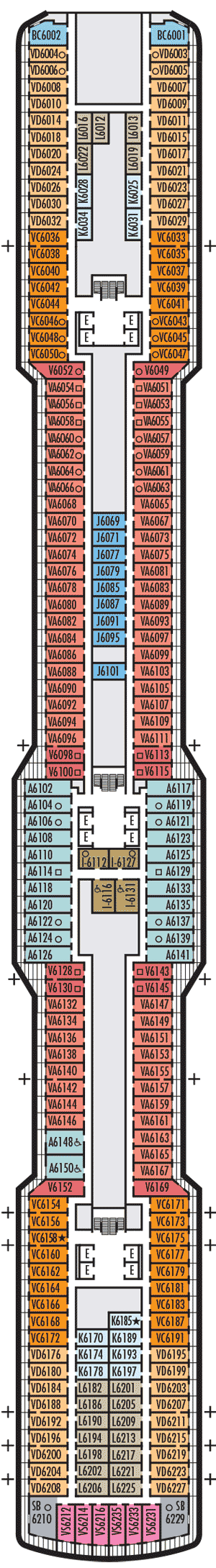 Deckplan Deck 6 Mozart Deck – Nieuw Statendam