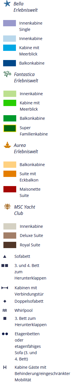 Deckplan Legende – MSC Meraviglia