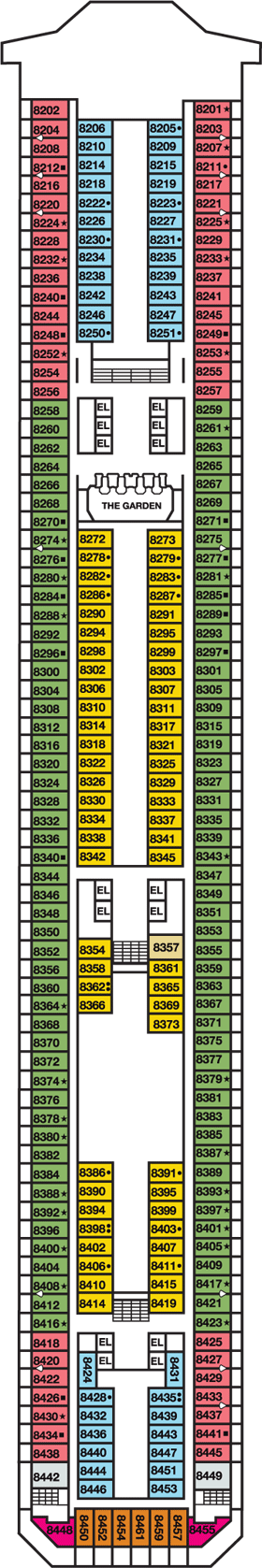 Deckplan Verandah Deck – Carnival Liberty