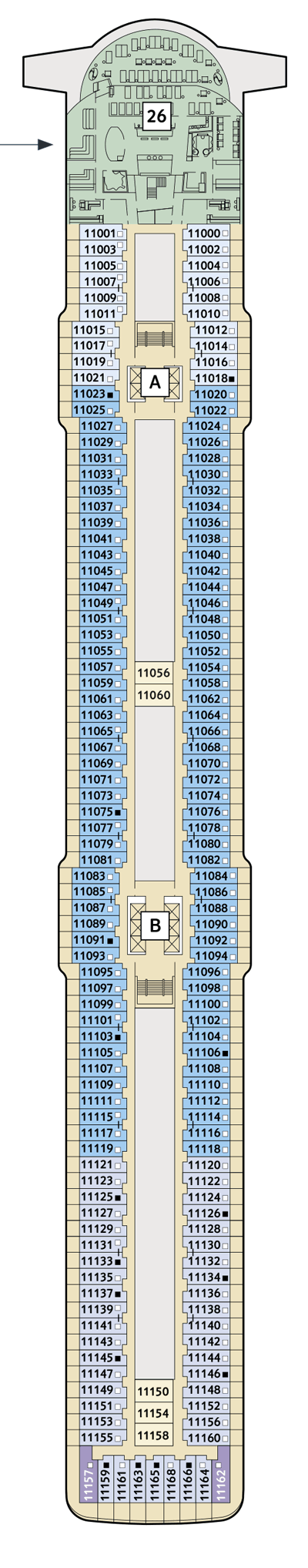 Deckplan Deck 11 Krabbe – Mein Schiff 3