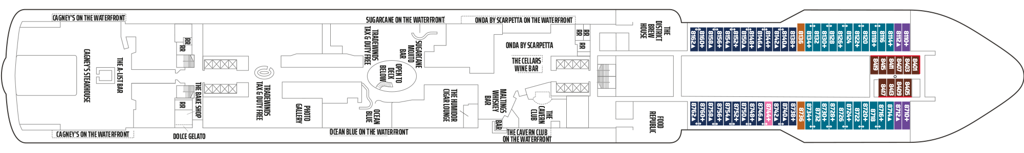 Deckplan Deck 8 – Norwegian Encore