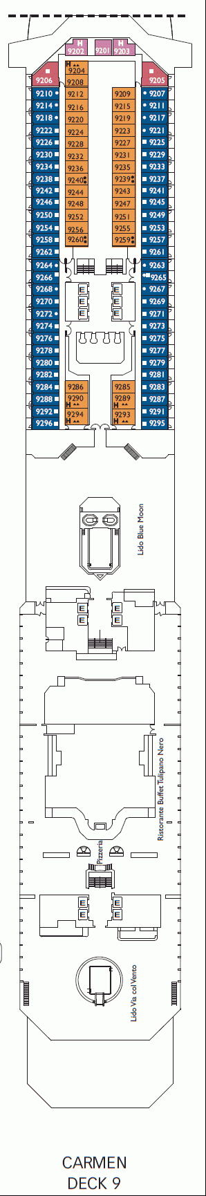 Deckplan Carmen Deck – Costa Fascinosa