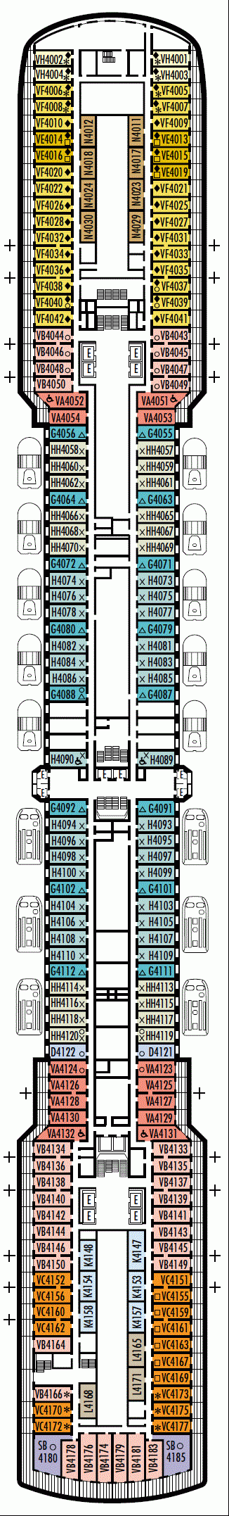 Deckplan Deck 4 - Upper Promenade Deck – Westerdam