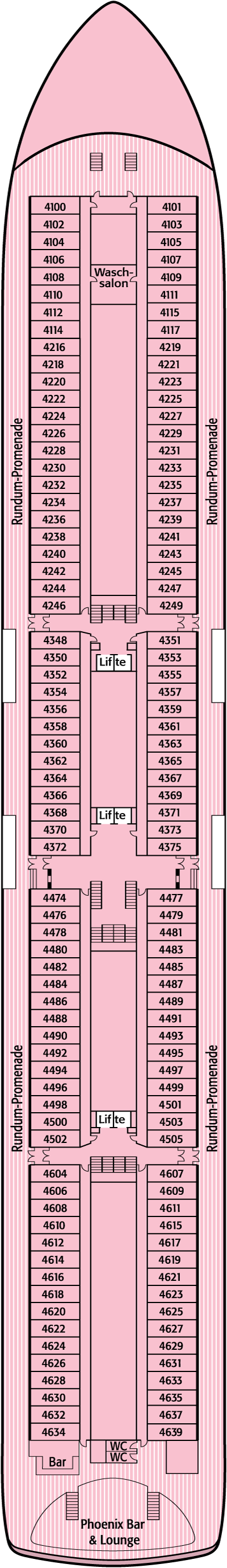 Deckplan Deck 4 Saturndeck – Artania