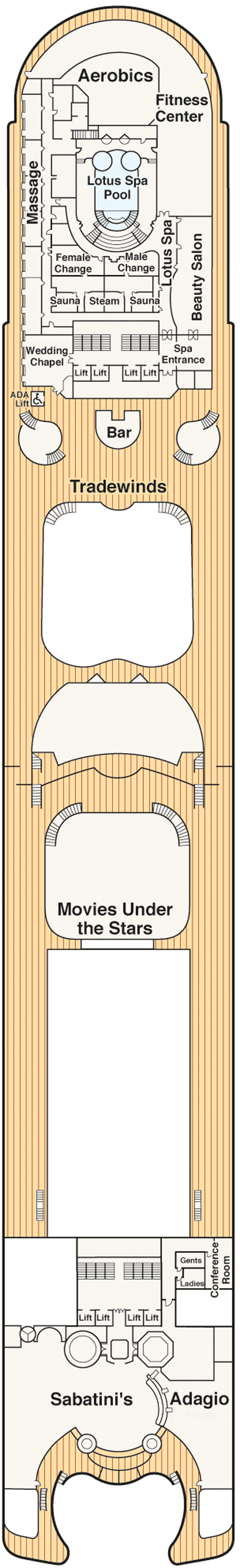 Deckplan Deck 16 - Sun – Crown Princess