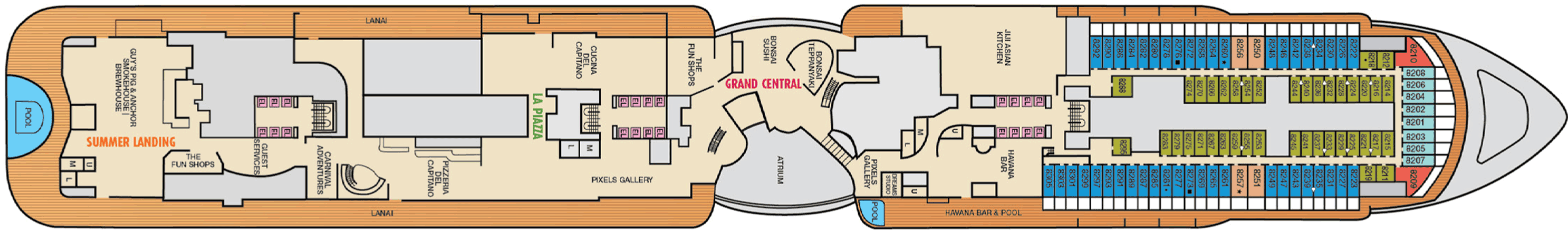 Deckplan Deck 8 – Mardi Gras