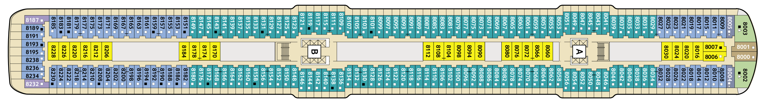 Deckplan Deck 8 Muschel – Mein Schiff 6