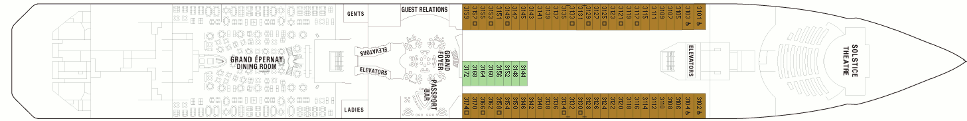 Deckplan Plaza Deck – Celebrity Solstice  