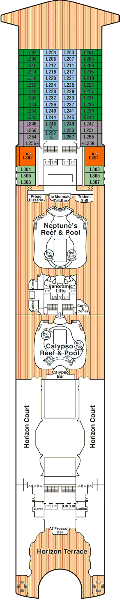 Deckplan Deck 14 Lido – Grand Princess