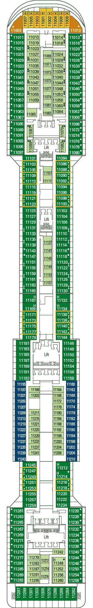Deckplan Deck 11 Iride – MSC Divina