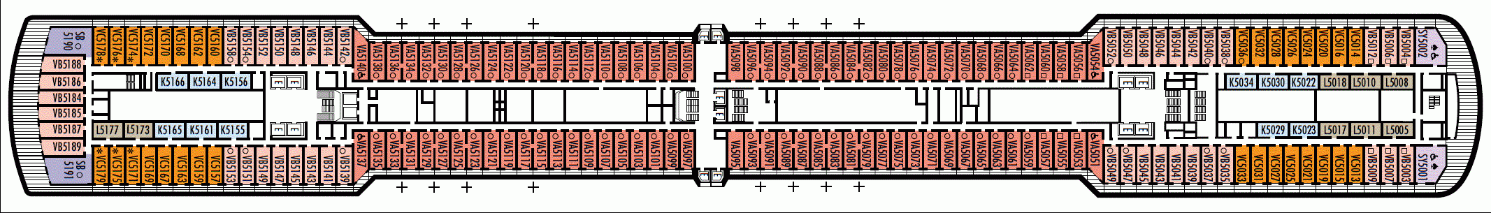 Deckplan Deck 5 - Verandah Deck – Westerdam