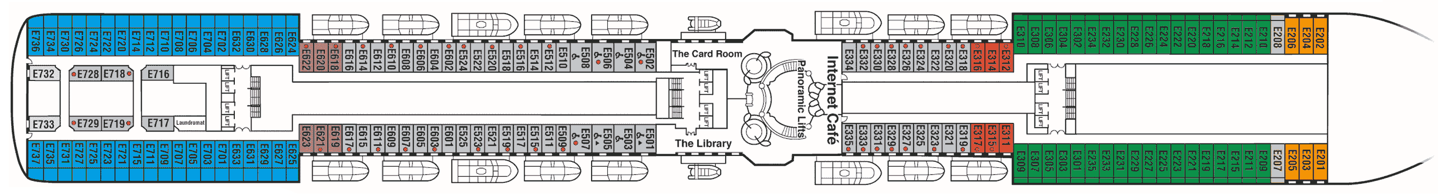 Deckplan Deck 8 - Emerald – Coral Princess