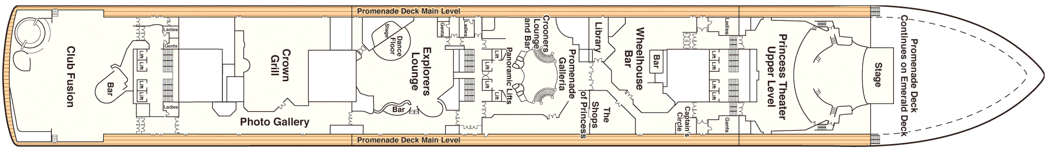 Deckplan Deck 7 - Promenade – Crown Princess
