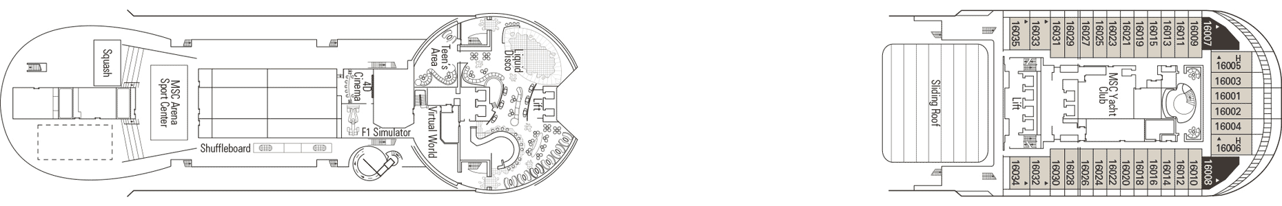 Deckplan Deck 16 - Aurora – MSC Fantasia