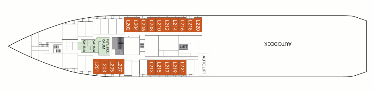 Deckplan Deck 2 – Kong Harald