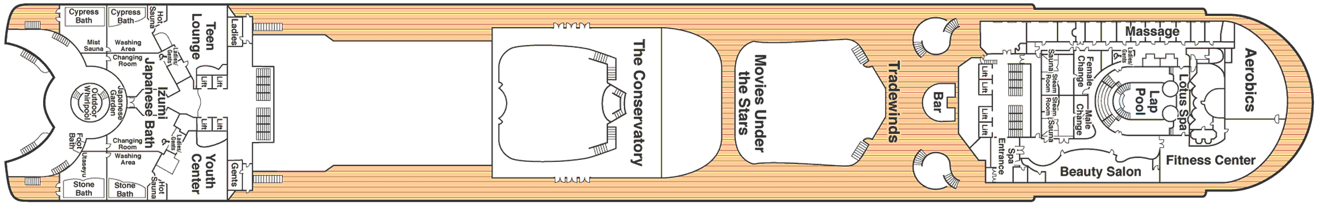 Deckplan Deck 15 - Sun – Diamond Princess