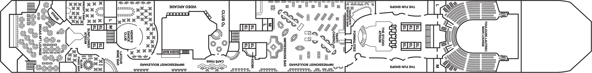Deckplan Promenade Deck – Carnival Conquest