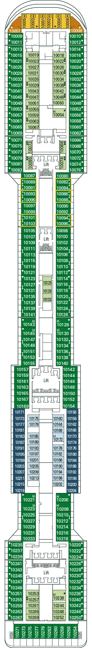 Deckplan Deck 10 Giunone – MSC Divina