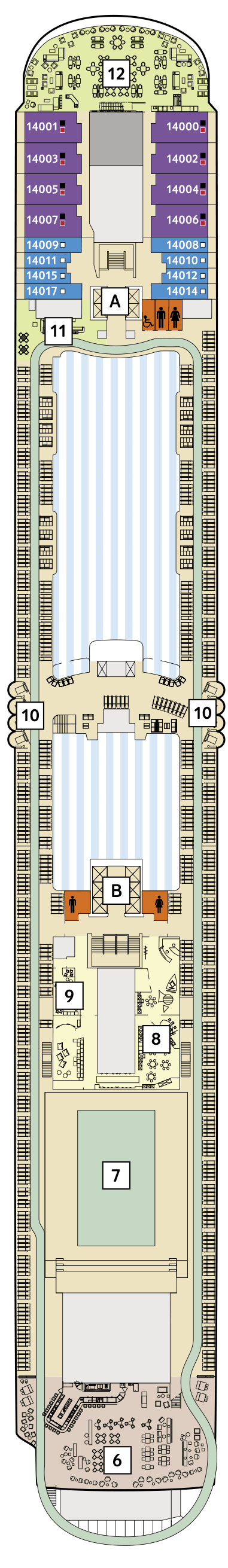 Deckplan Deck 14 - Horizont – Mein Schiff 2