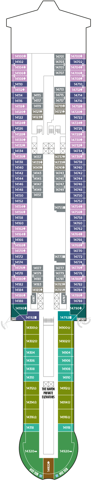Deckplan Deck 14 – Norwegian Viva