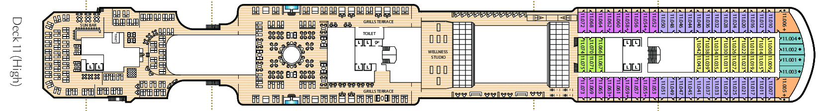 Deckplan Deck 11 – Queen Anne