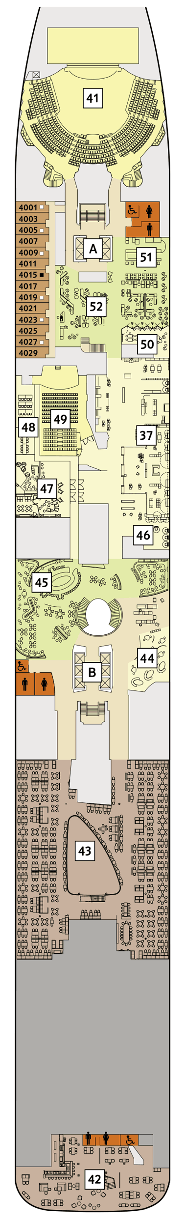 Deckplan Deck 4 - Seestern – Mein Schiff 2