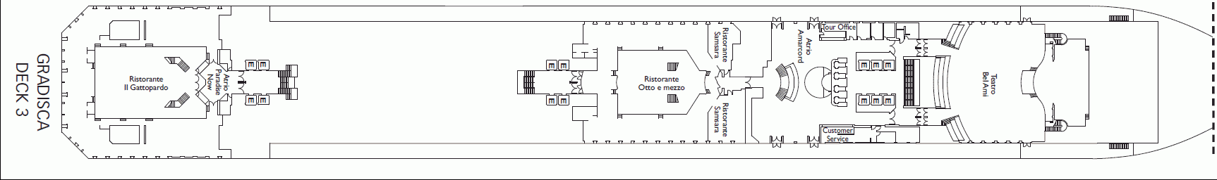 Deckplan Gradisca Deck – Costa Fascinosa